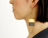 Oxidized Brass Rectangle Earrings 1B21