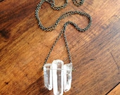 Triple Quartz Spear Necklace