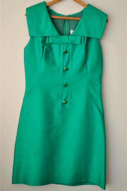 Vintage 60's Mod Emerald Green Evening Shift Dress sz. Medium