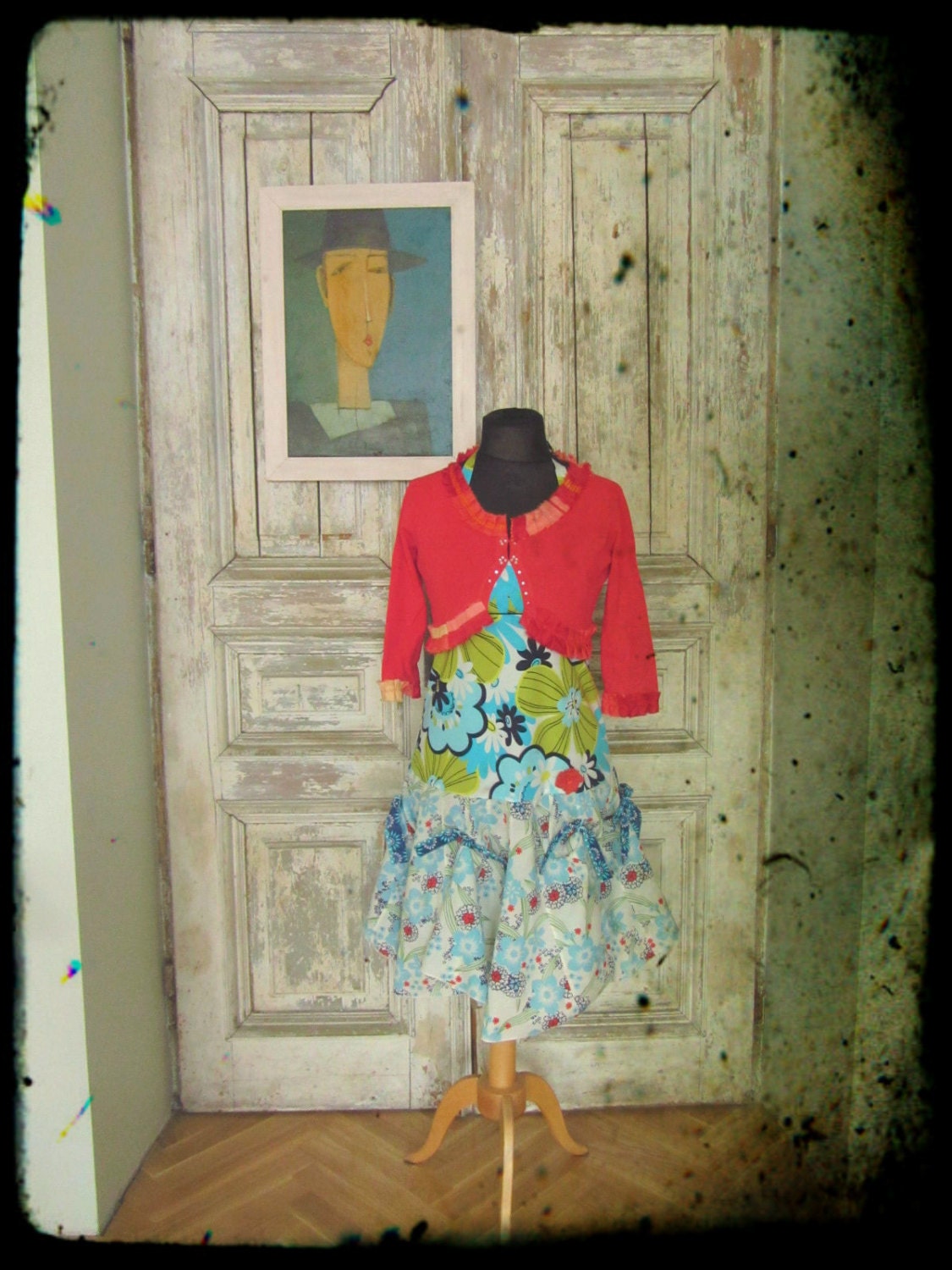 Tie Skirt Patchwork Halter Tank Dress / Upcycled Clothing / Women Day Dresses / Blue Green Coral Red / Boho Rustic Chic  / by Garage Couture