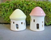 Garden Fairy Houses -Set of 2 - Geo Thermal - Handmade, Wheel Thrown