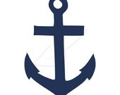 Anchor digital stamp clip art in navy and black