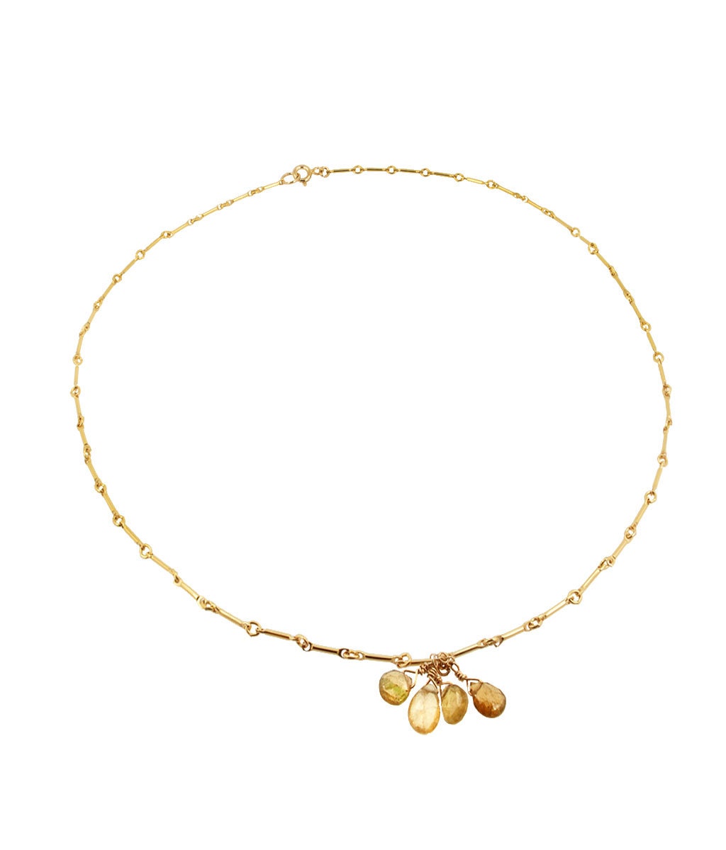 Yellow Tourmaline Cluster Necklace