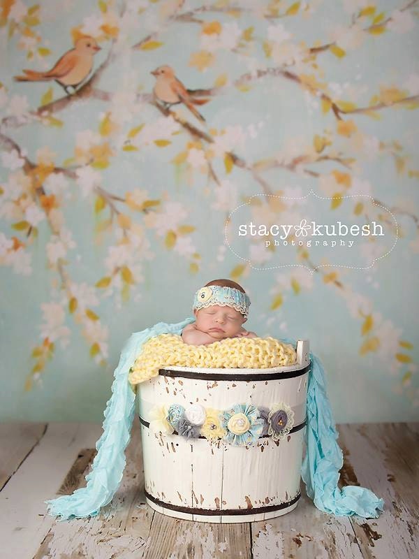 Baby Blue Peep - light blue, silver and yellow sash and headband set