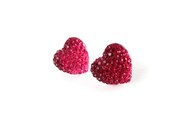Hot Pink Heart Stud Earrings, Resin Jewelry, Kitsch Kawaii Earrings, Silver Posts, Cute Sparkly Earrings