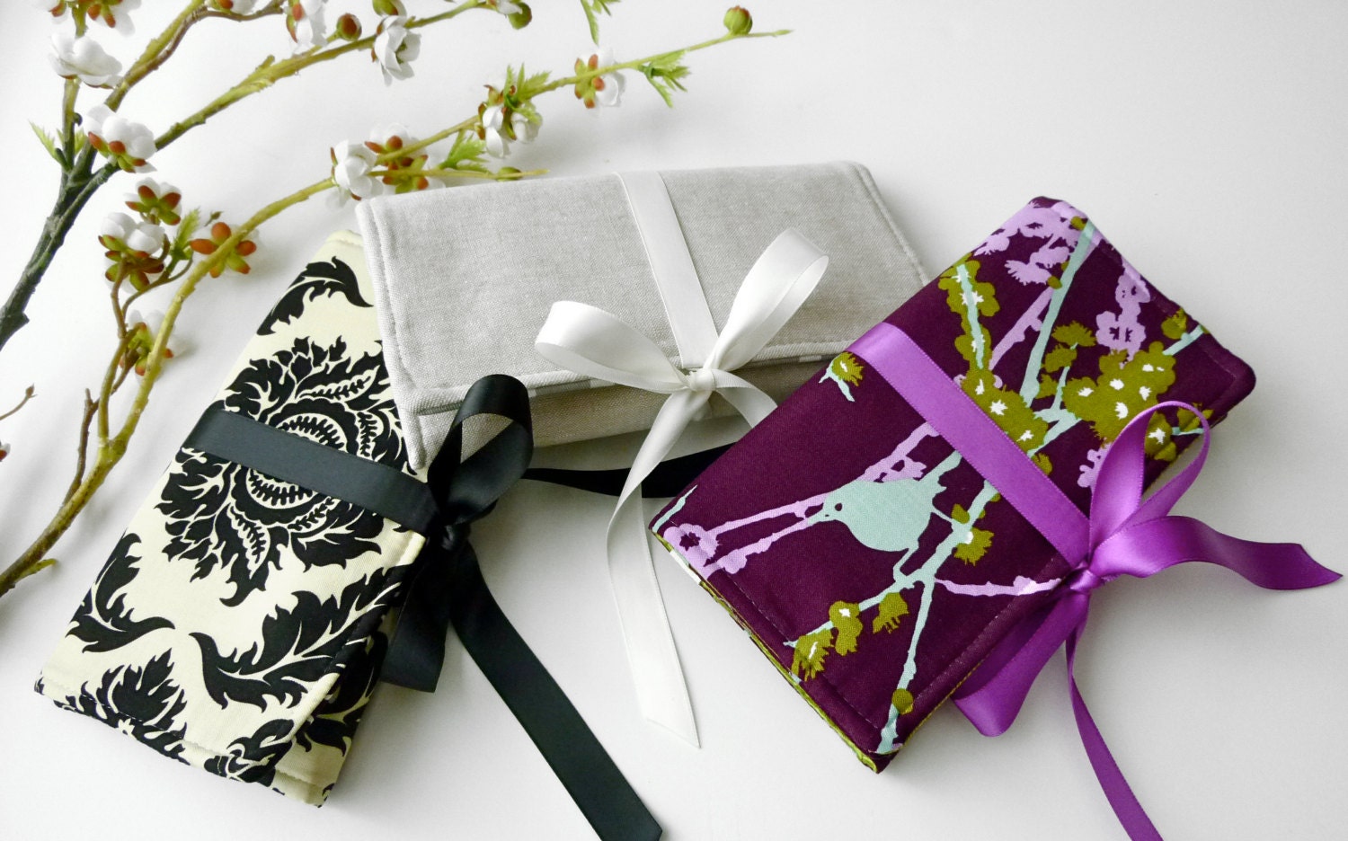 Set of 3 Jewelry Rolls -  Design Your Own Custom Gift or Bridesmaid Set