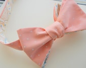 Peach Polka Dot Bowtie with Vintage Cream Reverse