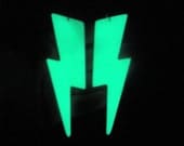 HUGE Lightning Bolt Earrings - Glow in the Dark Resin with Green Glitter