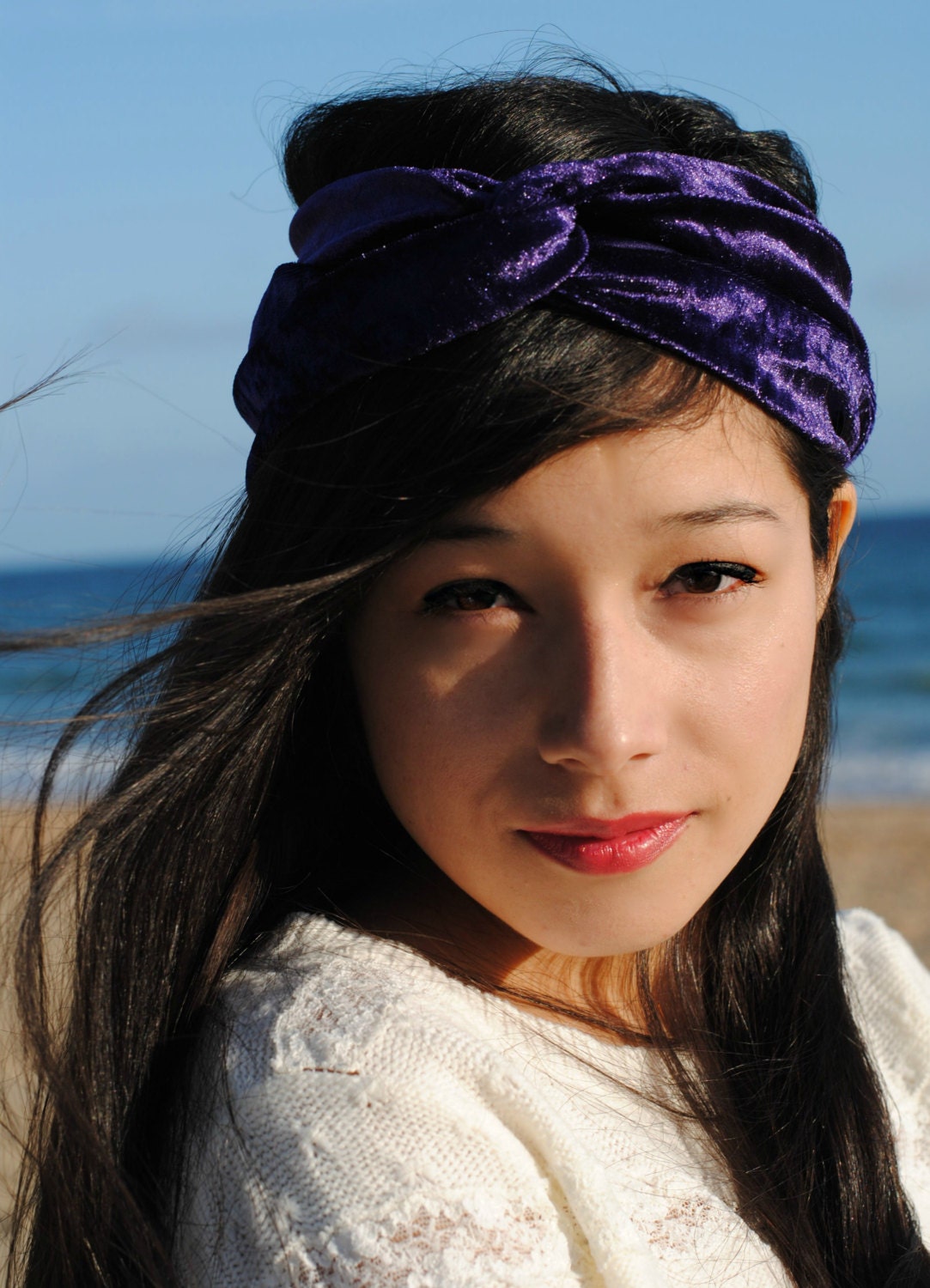 Velvet Turban Headband Turband Headband Purple