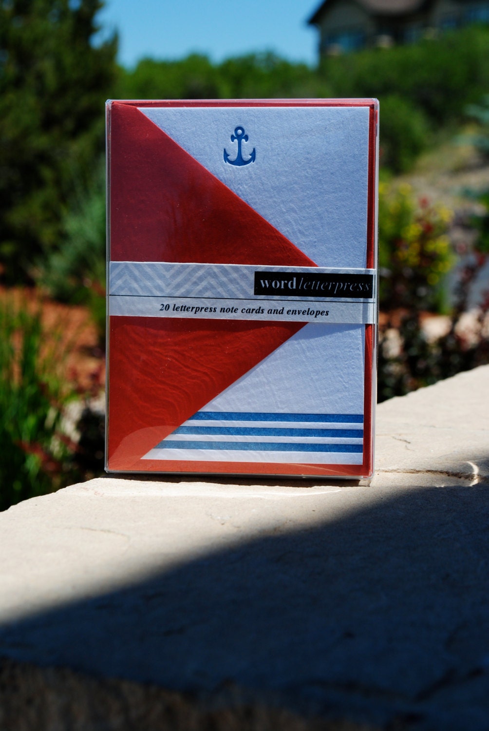 Letterpress Anchors Away Notes - set of 20