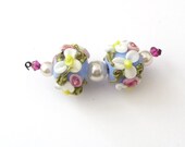 Pale blue Chintz Floral Pair / SRA