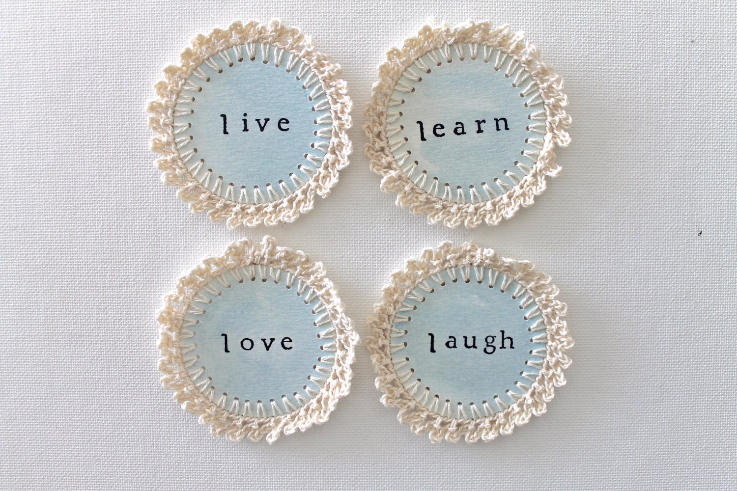 4 BLUE Paper Goods Crochet Scrapbooking Embellishment