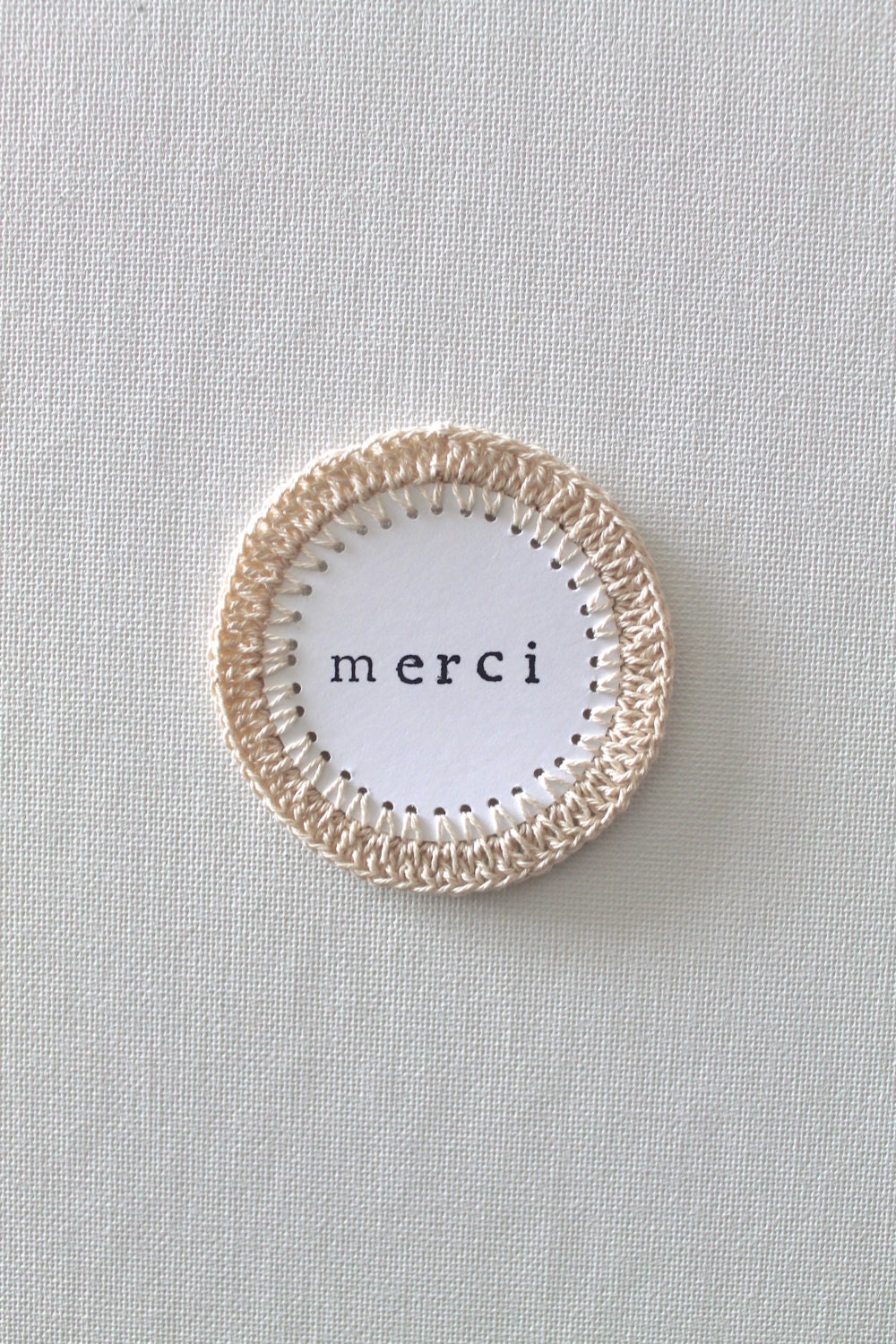 FRENCH TAG Paper Scrapbooking Embellishments Crochet NEUTRAL Handmade