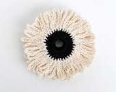 4 CROCHET FLOWER APPLIQUÉ Handmade Craft Supplies Neutral and Black Embellishments