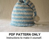 KNITTING PATTERN PDF - Baby Hat Knitting Pattern - Boy Blue White Striped Hat (Newborn Infant Toddler Child sizes) New Baby Knitting Pattern