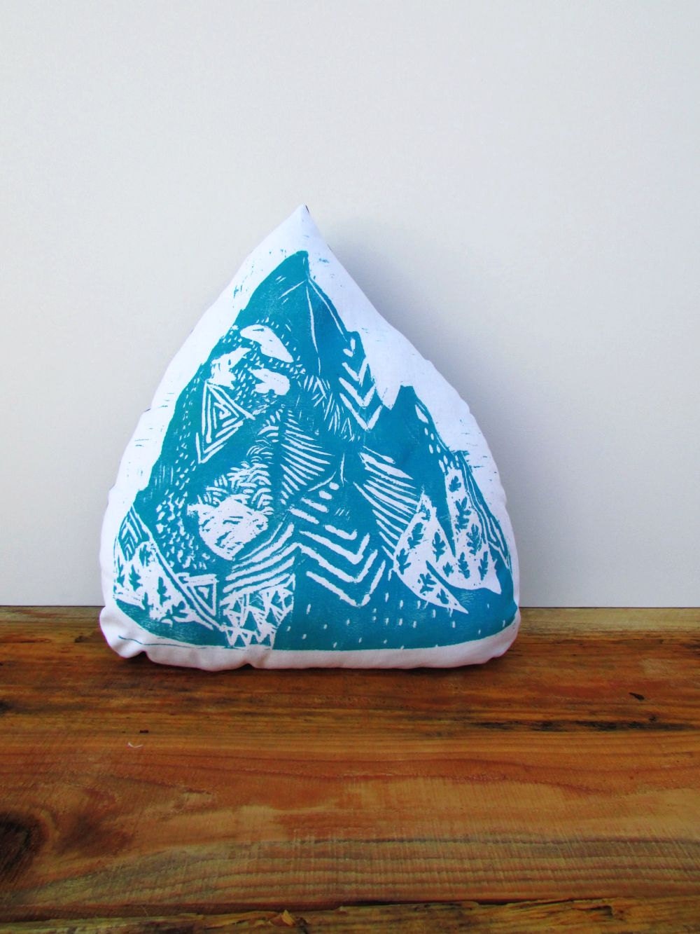 Plush Mountain Pillow. Hand Woodblock Printed. Customizable colors. Made to Order.