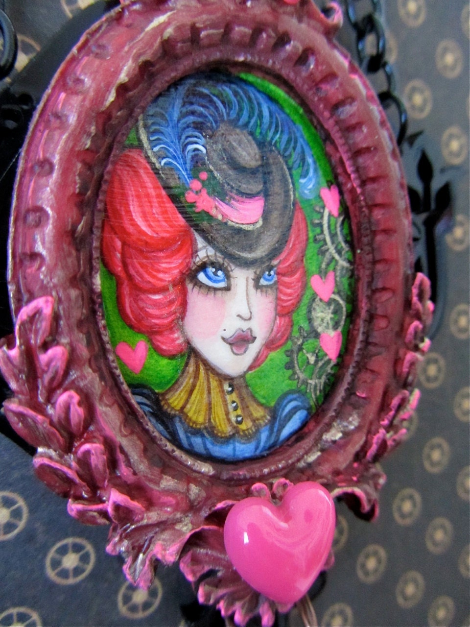 Steampunk Debutante Original Art Pendant