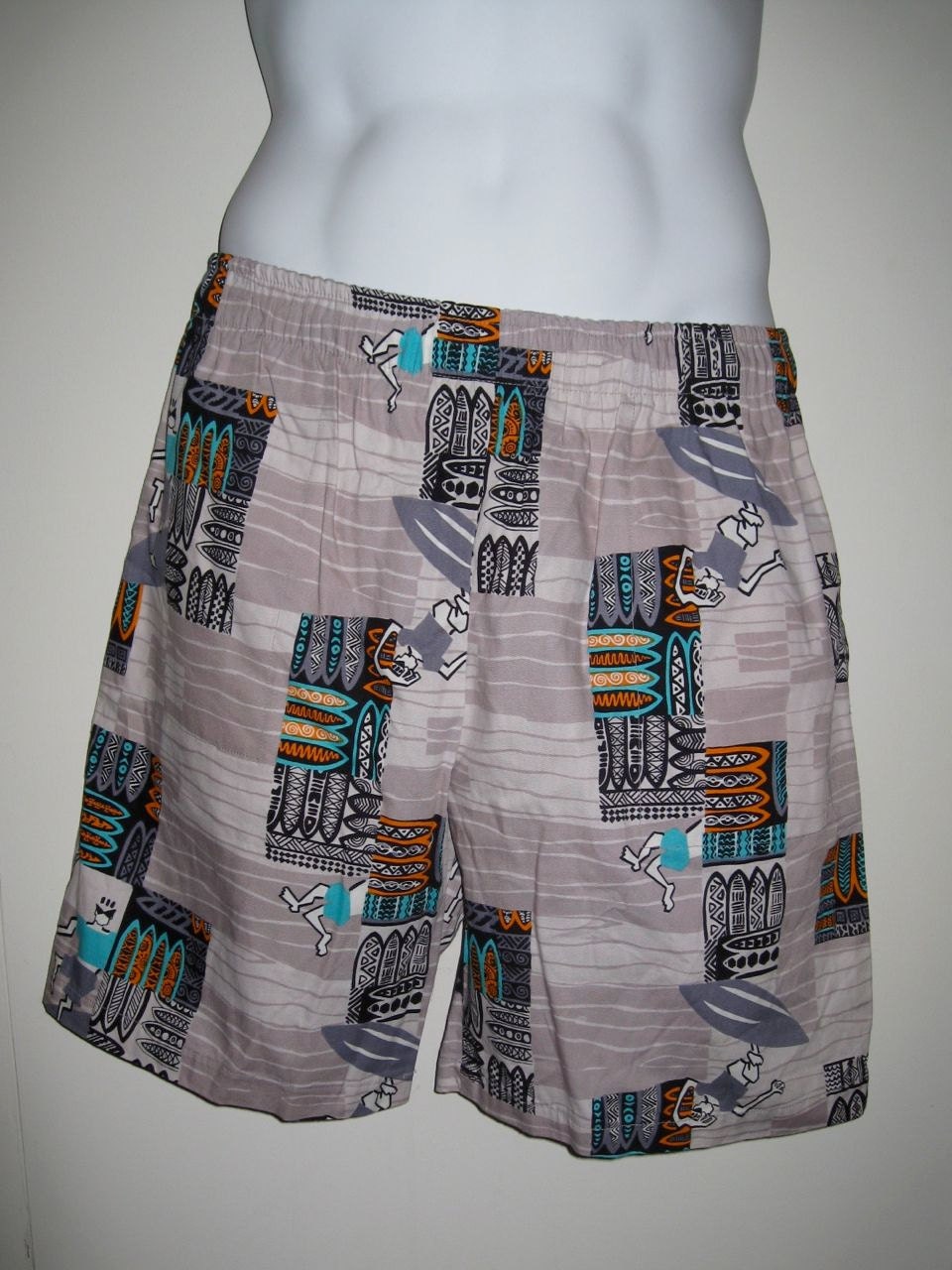 Deadstock Vintage 1980's Made in Hawaii Tiki Surf Board Shorts YNOT Swim Trunks NOS size Medium