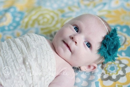 Teal Shabby Chic Vintage Style Headband - Baby - Newborn - Infant - Toddler - Girl - Teen - Adult - Photo Prop