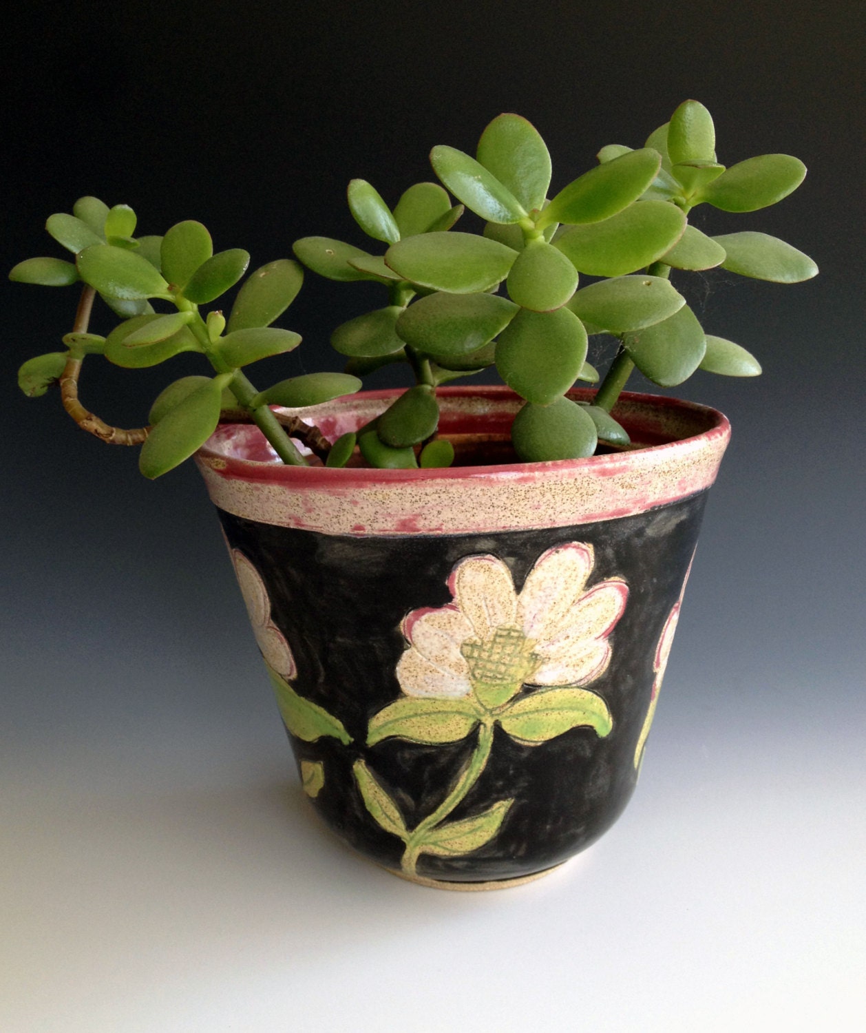 handmade stoneware planter by Leslie Freeman