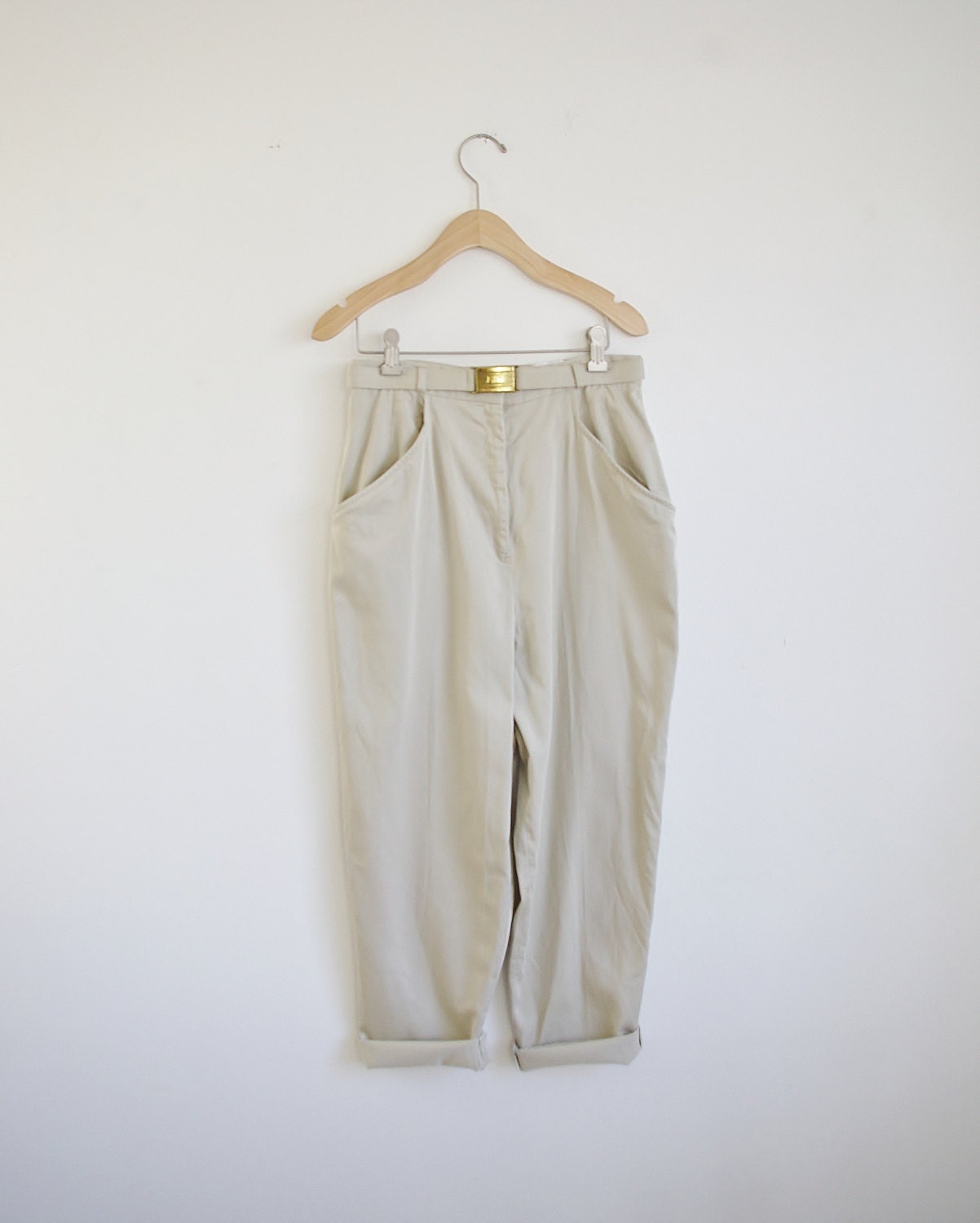 Vintage 50s Capri Pants -- Tan Khaki Petal Pusher Jodphurs -- Medium