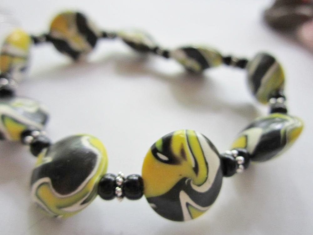 Black Yellow Bracelet w/ Earrings