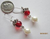 Red and White Earrings