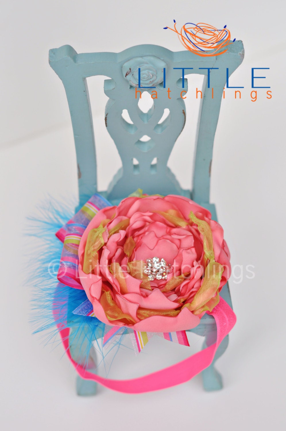 Pink, aqua, turquoise, lime flower headband for babies, girls, photo props, photography, wedding