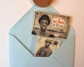 Tiny art prints set. 4 peculiar portraits