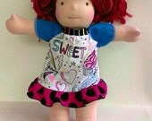 14-16 inch waldorf doll Cupcake ruffles upcycle dress American Girl boutique