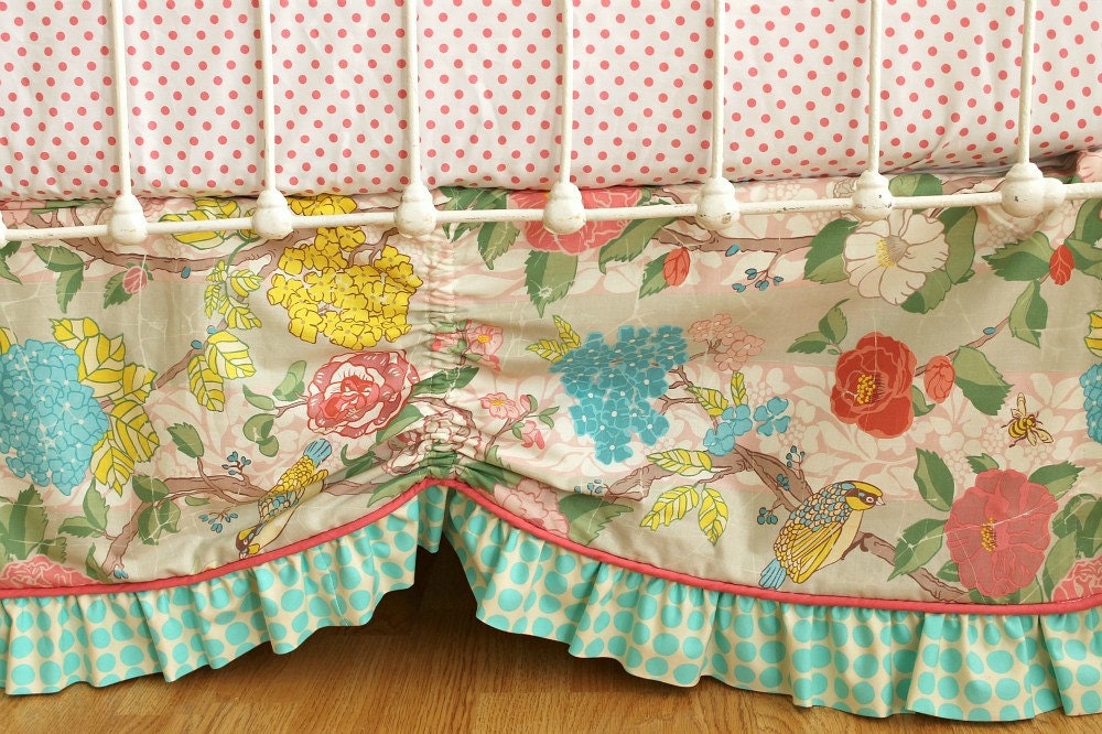 Bumperless Baby Bedding -  Garden Floral Crib Bedding Set