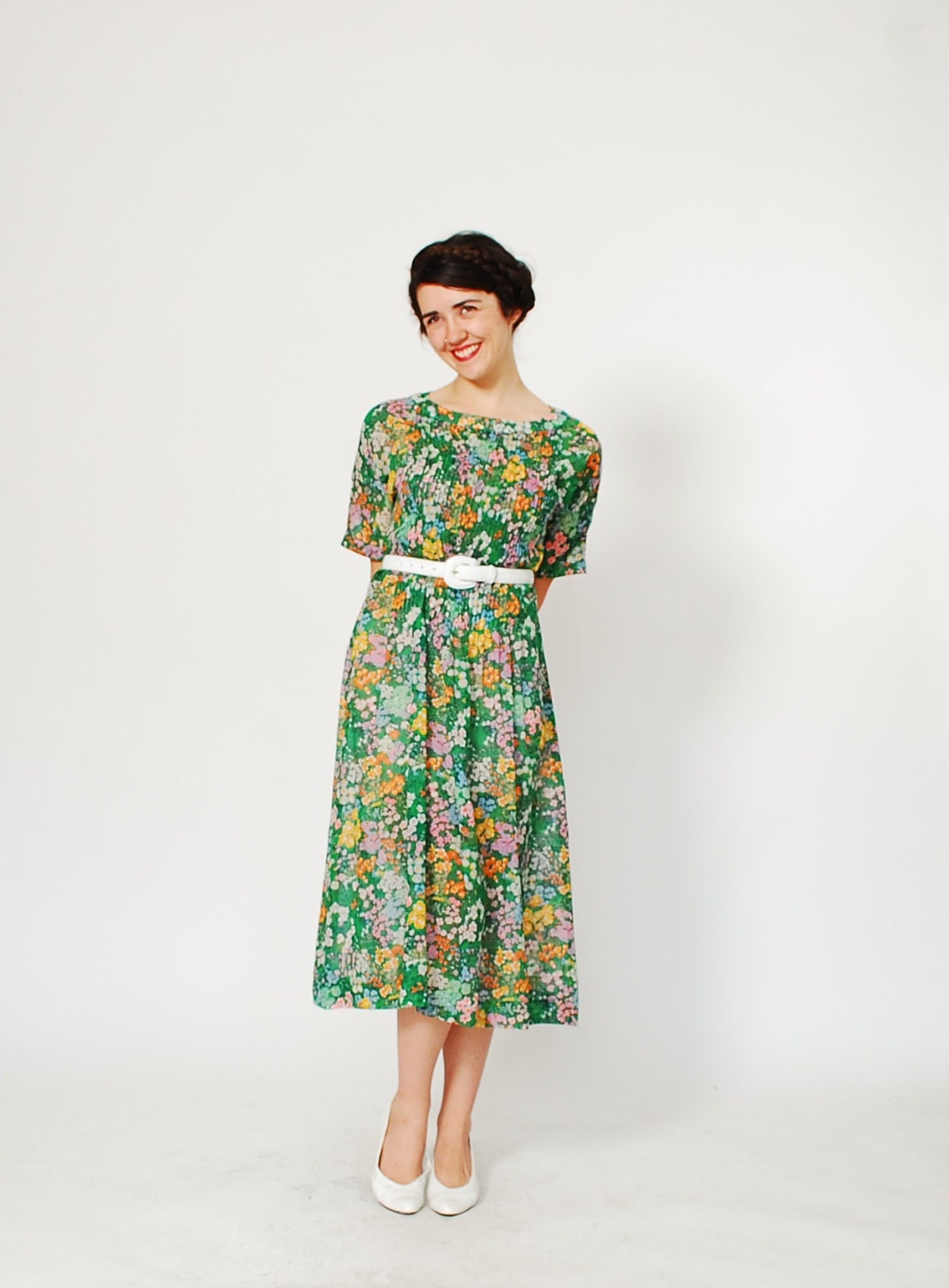 60s Floral Dress - Vintage 1960s Dress - The Magic Garden Dress