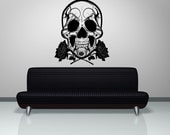 Vinyl Wall Decal Sticker Skull and Roses 1167s