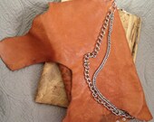 Caramel and Gold Oversized Leather Clutch