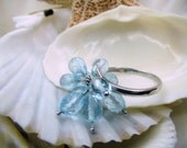 10k Blue Topaz Dangle Ring 4.6g Size 7 Movable
