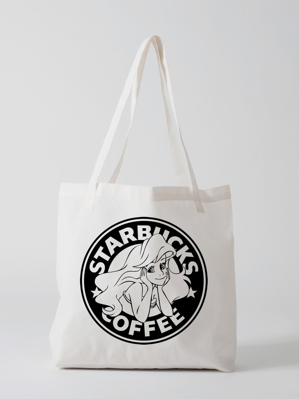 The Little Siren Tote Starbucks Parody Little Mermaid Ariel - One Size - Poly-Cotton Construction - American Apparel