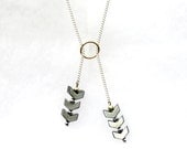 Black Lariat Necklace, Chevron Necklace, Hematite Necklace, Silver Chain Necklace, Handmade Jewelry Necklace