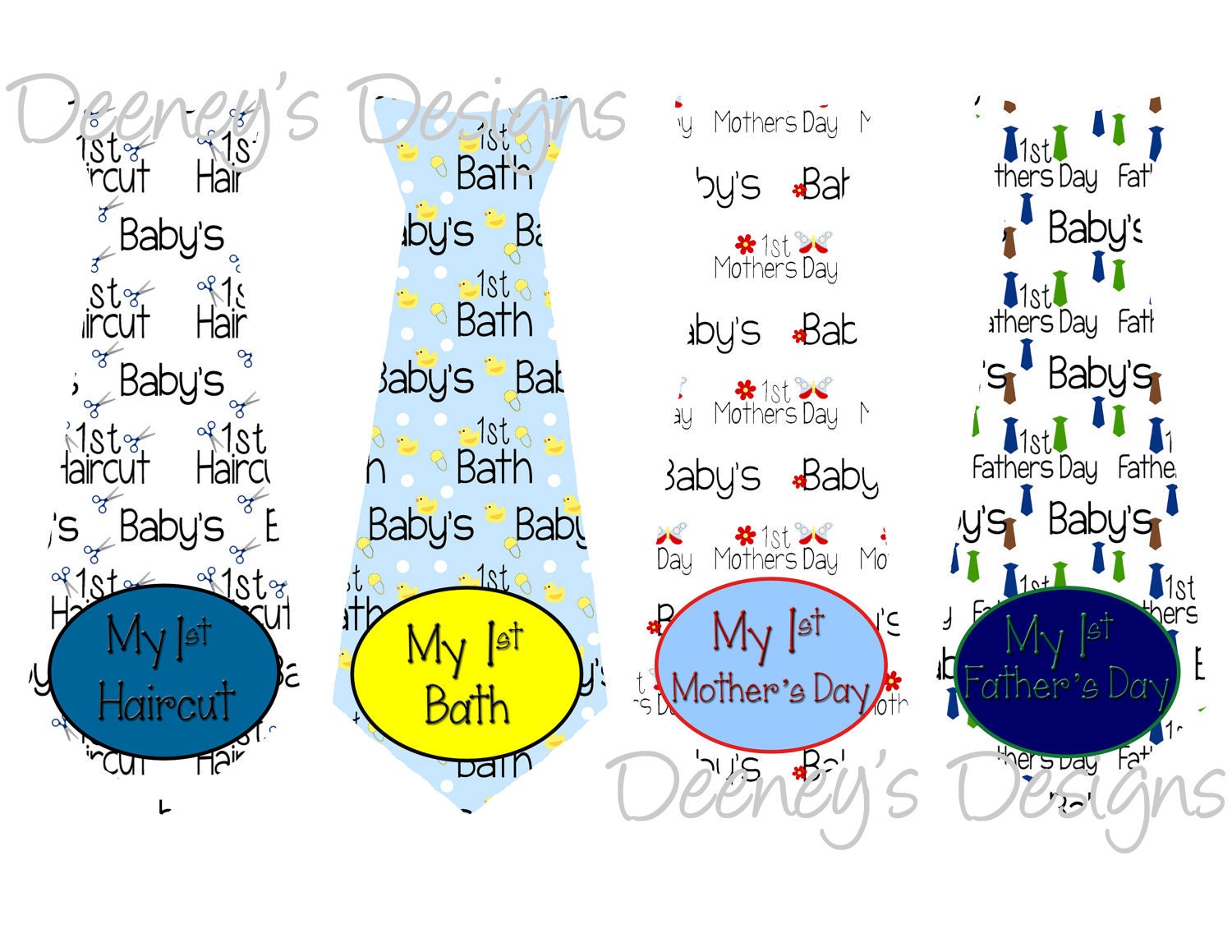 My First Holiday, Haircut, Mother's Day, Father's Day Ties Boy Monthly Baby Onesie Stickers...16 Ties in all