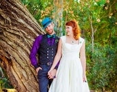 Pleated Skirt Tea Length Wedding Dress - Hey Little Lucy