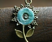 simply blooming - personalized monogram pendant - wedding bridesmaid gift - initial - flower -  MADE TO ORDER