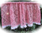 Dusk Pink French Lace Window Valance Curtain, Chevron Curtain