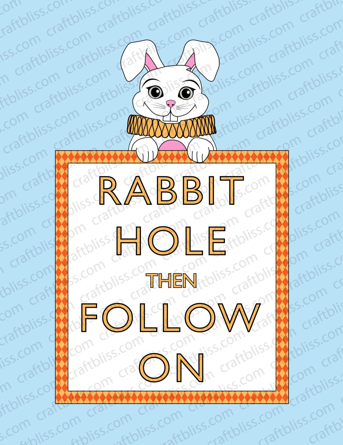 Rabbit - Alice in Wonderland or Easter Illustration Digital Download Print for Parties, Decor Baby Shower and More Keep Calm and Rabbit On Il_570xn