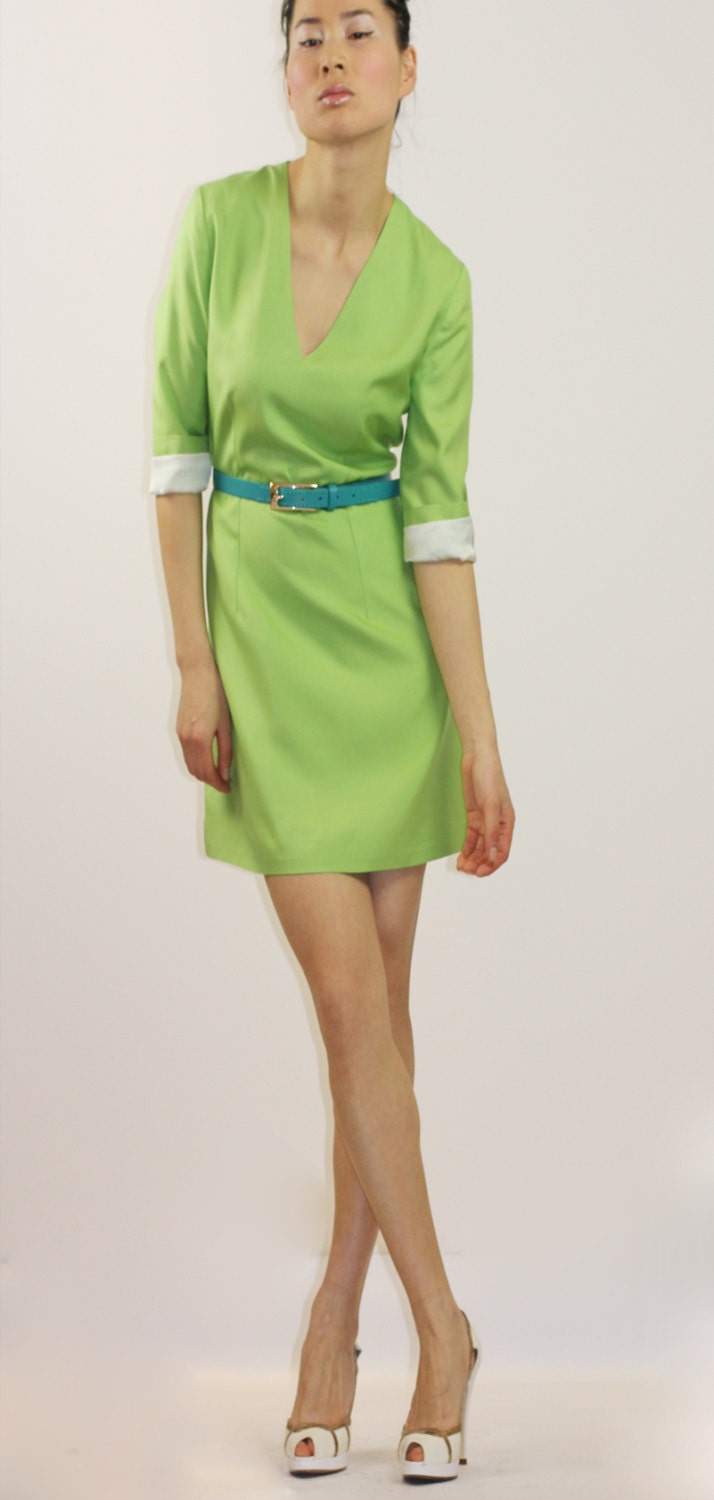 Silk satin V-neck dress