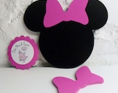 20 Die Cut Minnie Mouse Heads w/ Bow ( 5 inch)