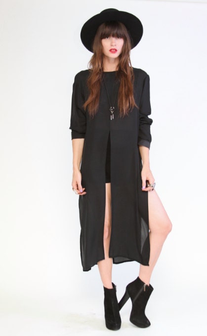 Black Silk dress with panels