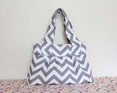 slate grey chevron tote bag -- the katie austin