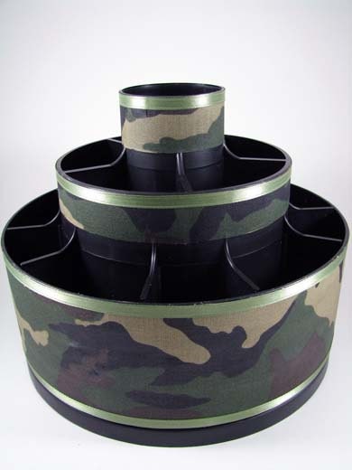 Camouflage colored Altered Pampered Chef Tool Caddy - Carrousel Organizer