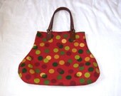 Fun Polka Dot Bubbles Handbag Purse Rusty Red Mustard Green
