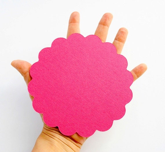 16 Big Scalloped Circle for banner (5.0 inches) Scalloped Circles inTextured Cardstock MariaPalito A110 Il_570xn