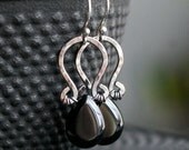 Handmade copper dangle earrings, black onyx, dangle, drop, wire wrapped, oxidized, hammered, onyx earrings, Mimi Michele Jewelry
